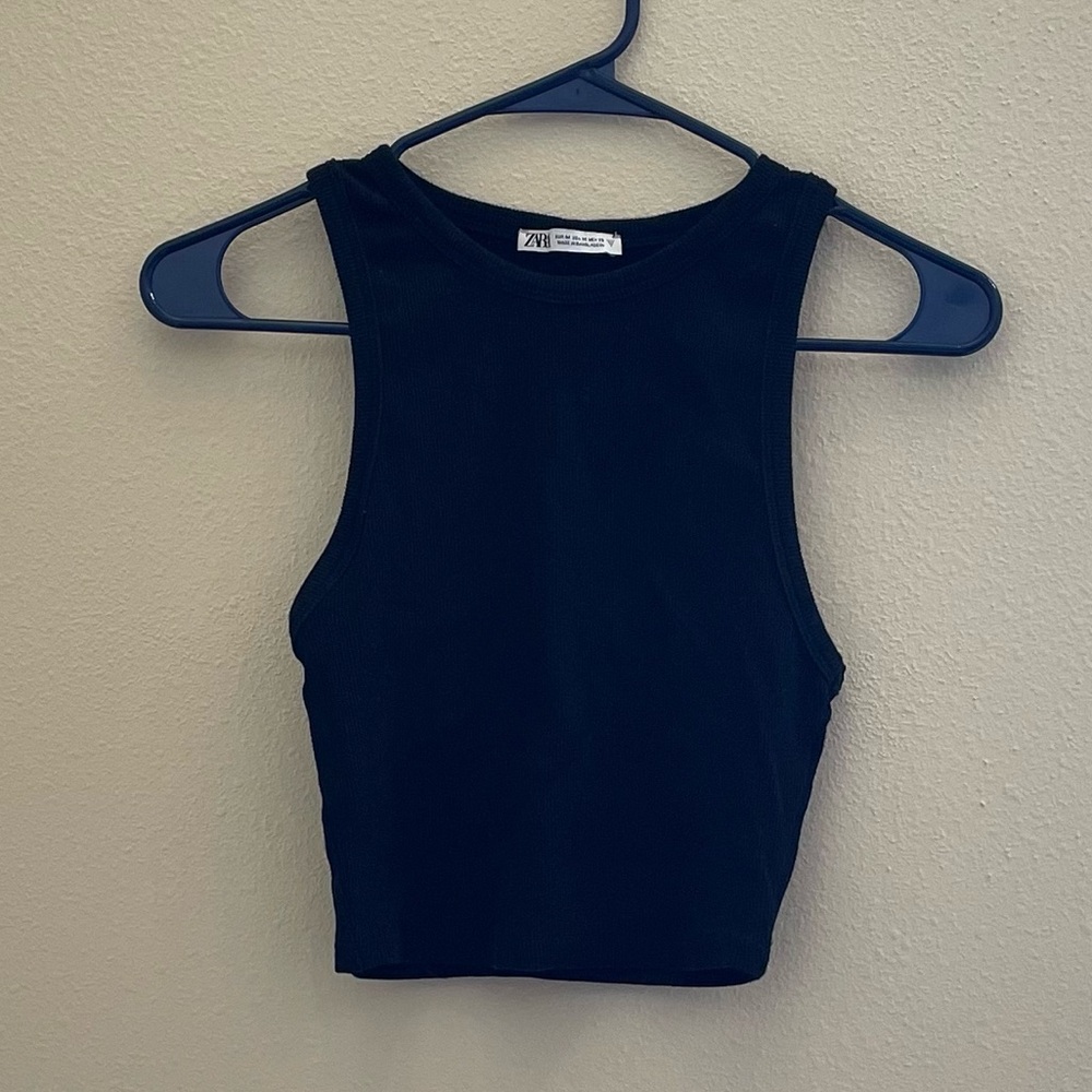 Zara Basic Black Crop Tank Size M